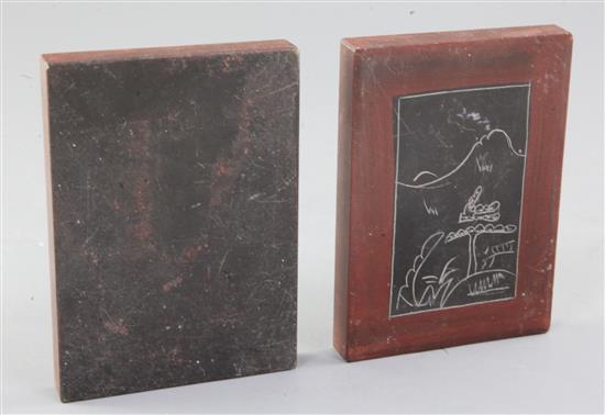 A Chinese scholars slate inkstones, and 4 vols Romance of the Western Chamber,